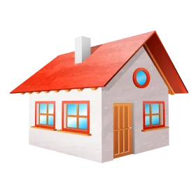 Charming Suburban House Clipart Illustration with Playful Color Palette