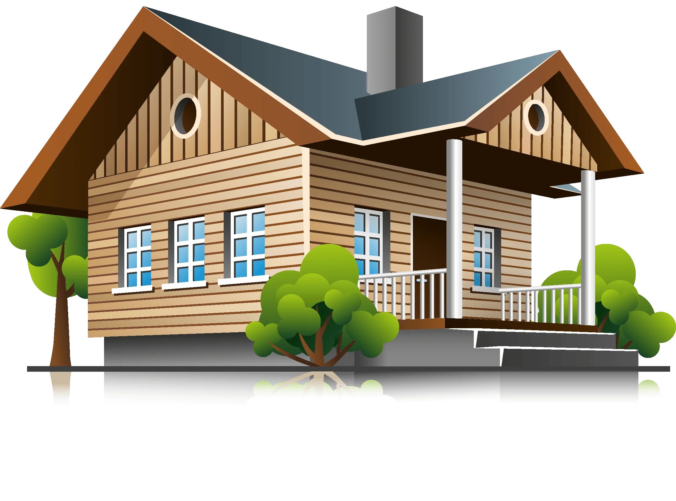 Charming Wooden Cabin Clipart: A Cozy Residential Design with Rustic Architectural Elements
