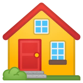 Charming Yellow and Red Suburban House Cartoon Clipart Illustration