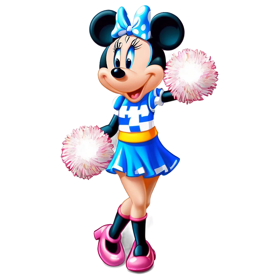 Cheerful Disney Mascot Minnie Mouse Cheerleading Clipart Illustration