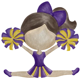 Cheerleading Spirit Clipart - Purple and Yellow Cheerleader Graphic Design