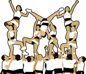 Dynamic Cheerleading Stunt Performance Clipart Illustration of Human Pyramid
