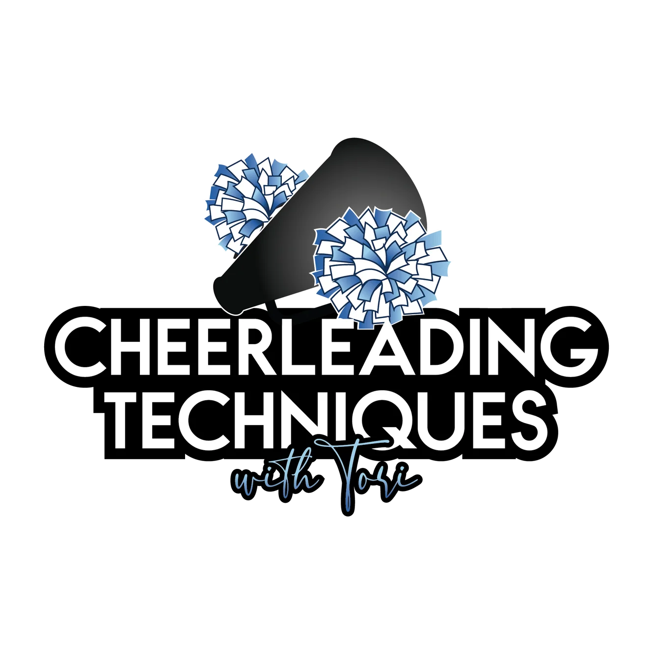 Dynamic Cheerleading Techniques Clipart with Pom-Poms and Bold Typography
