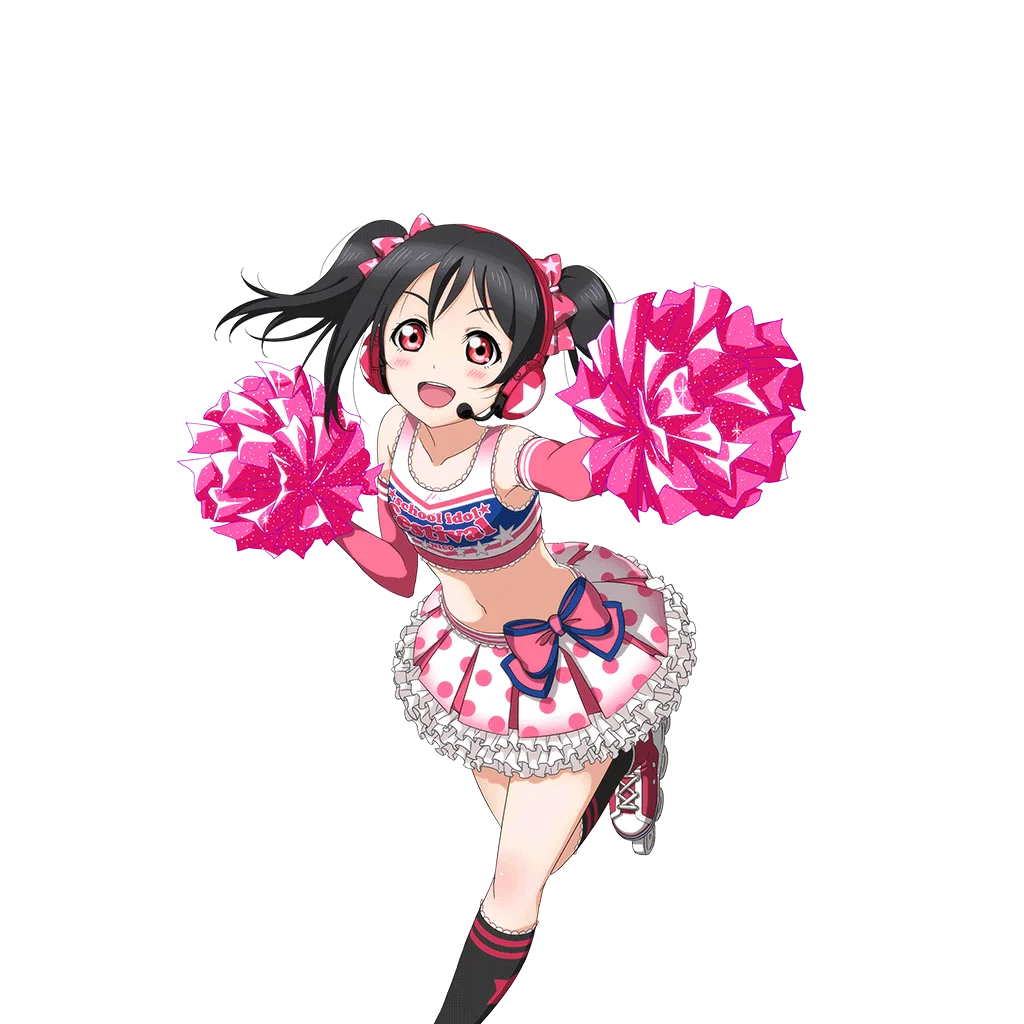 Energetic Anime-Style Cheerleader Clipart with Pink Pom-Poms and Spirited Pose