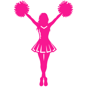 Energetic Pink Cheerleader Silhouette Clipart - Dynamic Spirit Pose