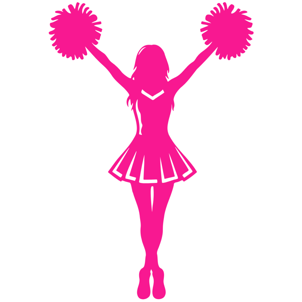 Energetic Pink Cheerleader Silhouette Clipart - Dynamic Spirit Pose