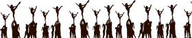 Enthusiastic Cheerleaders in Silhouette - Dynamic Team Spirit Clipart Collection