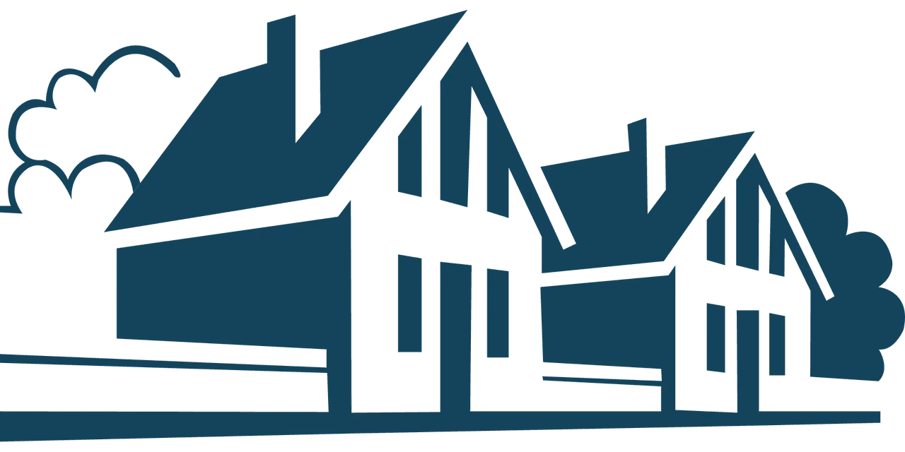 Minimalist Architectural Housing Clipart Showcasing Suburban Home Silhouettes