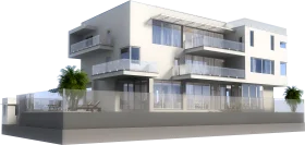 Modern Minimalist Multi-Story Residential Clipart Architecture Rendering