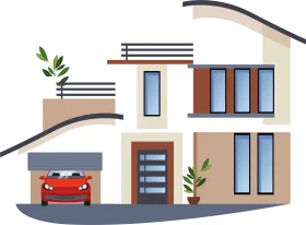Modern Two-Story Contemporary House Architectural Clipart Design Illustration