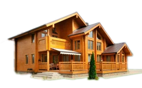 Rustic Wooden Cabin Clipart - Detailed Architectural Rendering of Timber Home Design