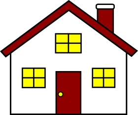 Simple Charming Red-Roofed Family House Clipart Illustration Design