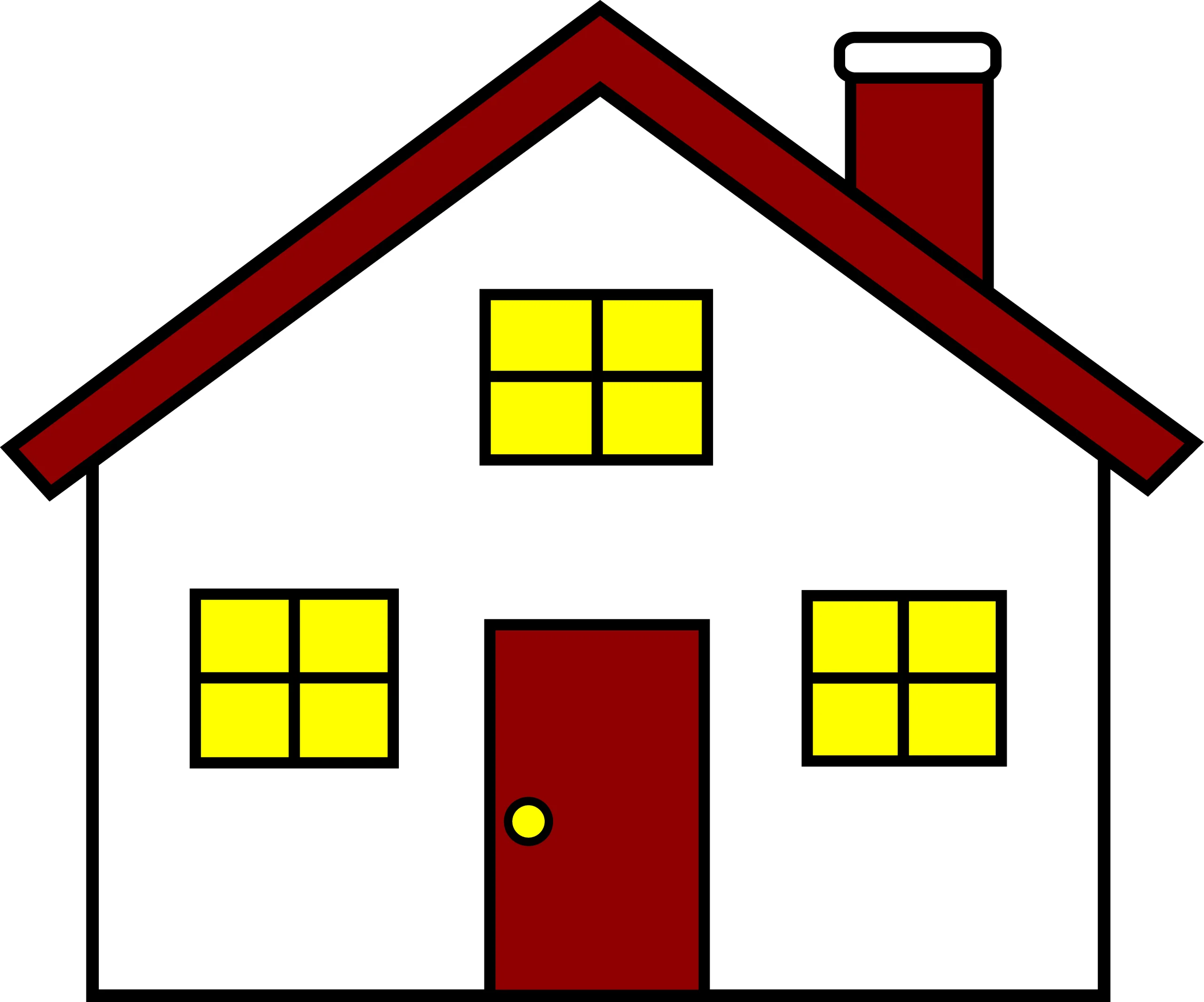 Simple Charming Red-Roofed Family House Clipart Illustration Design