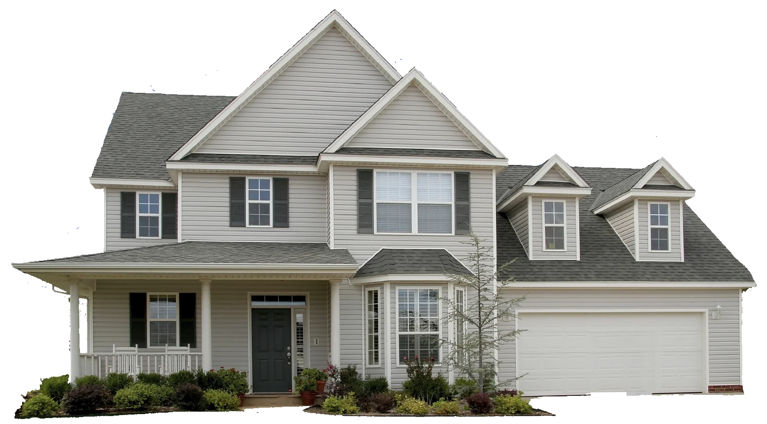 Traditional Two-Story Suburban Family Home Architectural Clipart Design