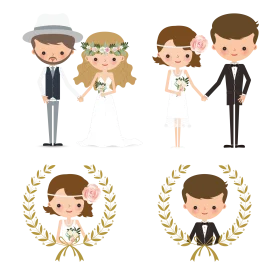 Elegant Wedding Character Clipart Collection with Charming Couples