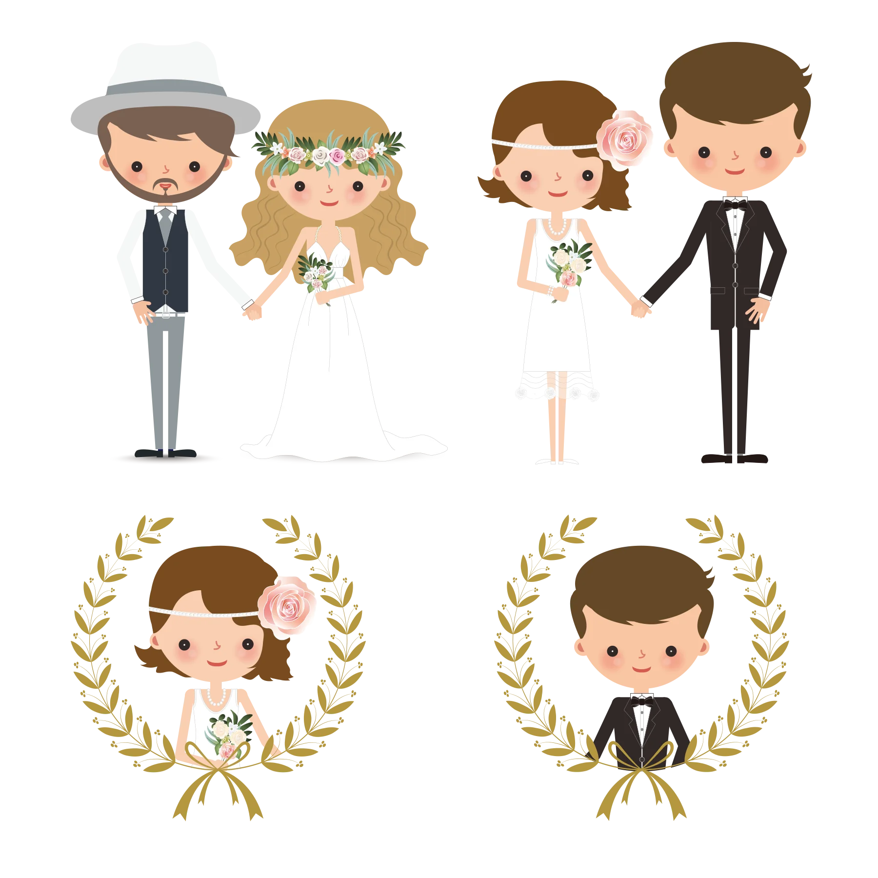 Elegant Wedding Character Clipart Collection with Charming Couples