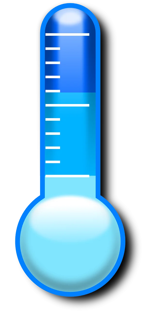 Blue Medical Thermometer Clipart with Measurement Scales and Glossy Design
