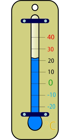 Celsius Temperature Measurement Clipart with Blue Mercury and Numeric Scale