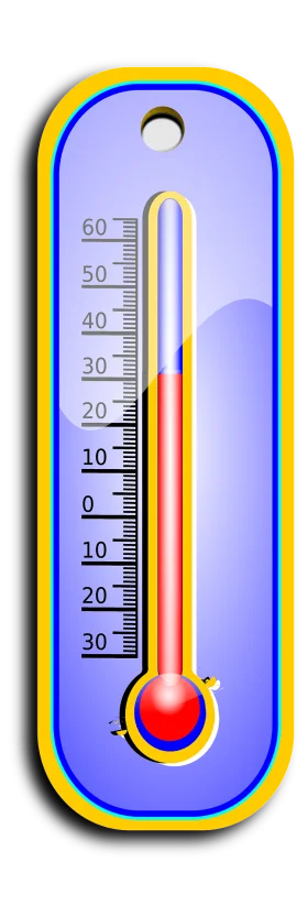 Classic Blue and Yellow Mercury Thermometer Clipart with Temperature Scale