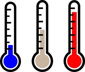 Three Stylized Temperature Measurement Thermometer Clipart Icons in Cool Color Scheme
