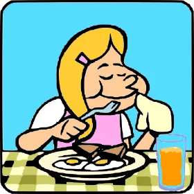 Cheerful Breakfast Scene Clipart: Enjoying a Delightful Morning Meal with Sunny Delight