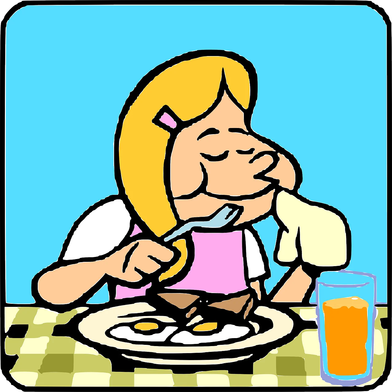 Cheerful Breakfast Scene Clipart: Enjoying a Delightful Morning Meal with Sunny Delight