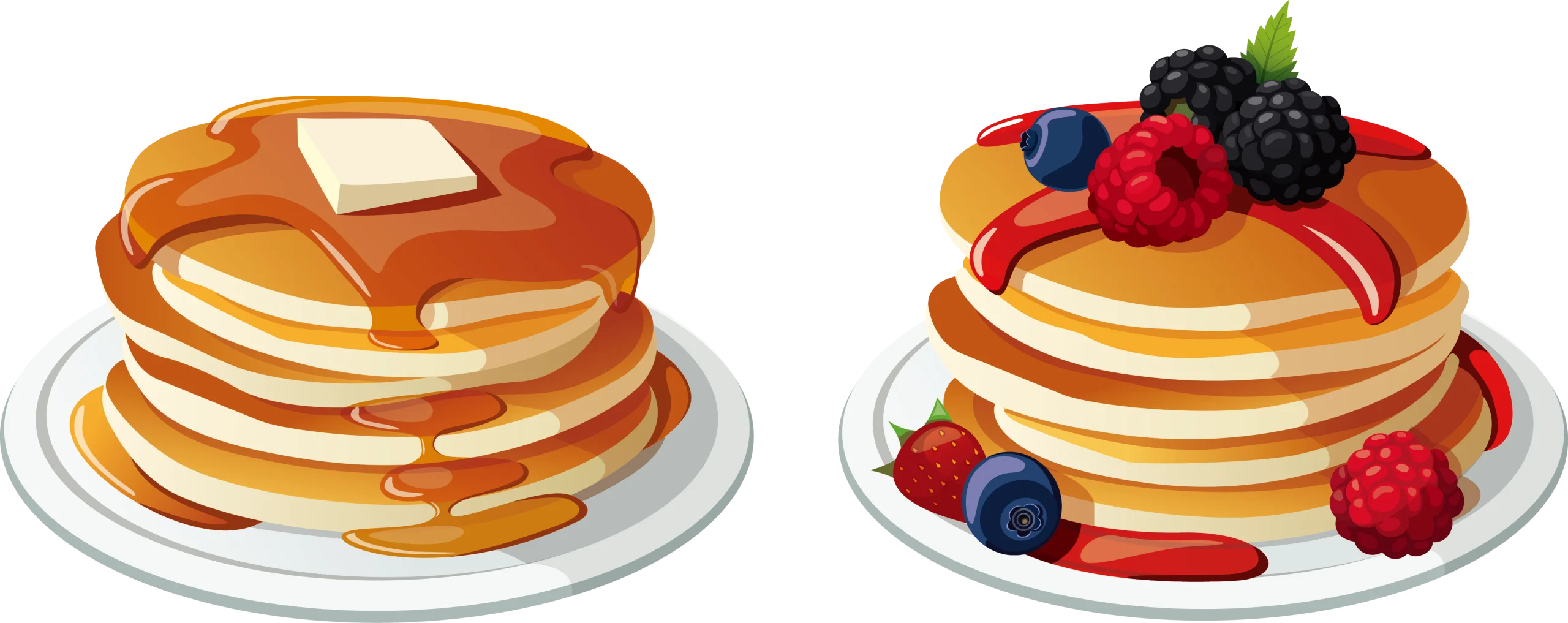 Classic and Fresh Breakfast Pancake Stacks Culinary Clipart Collection