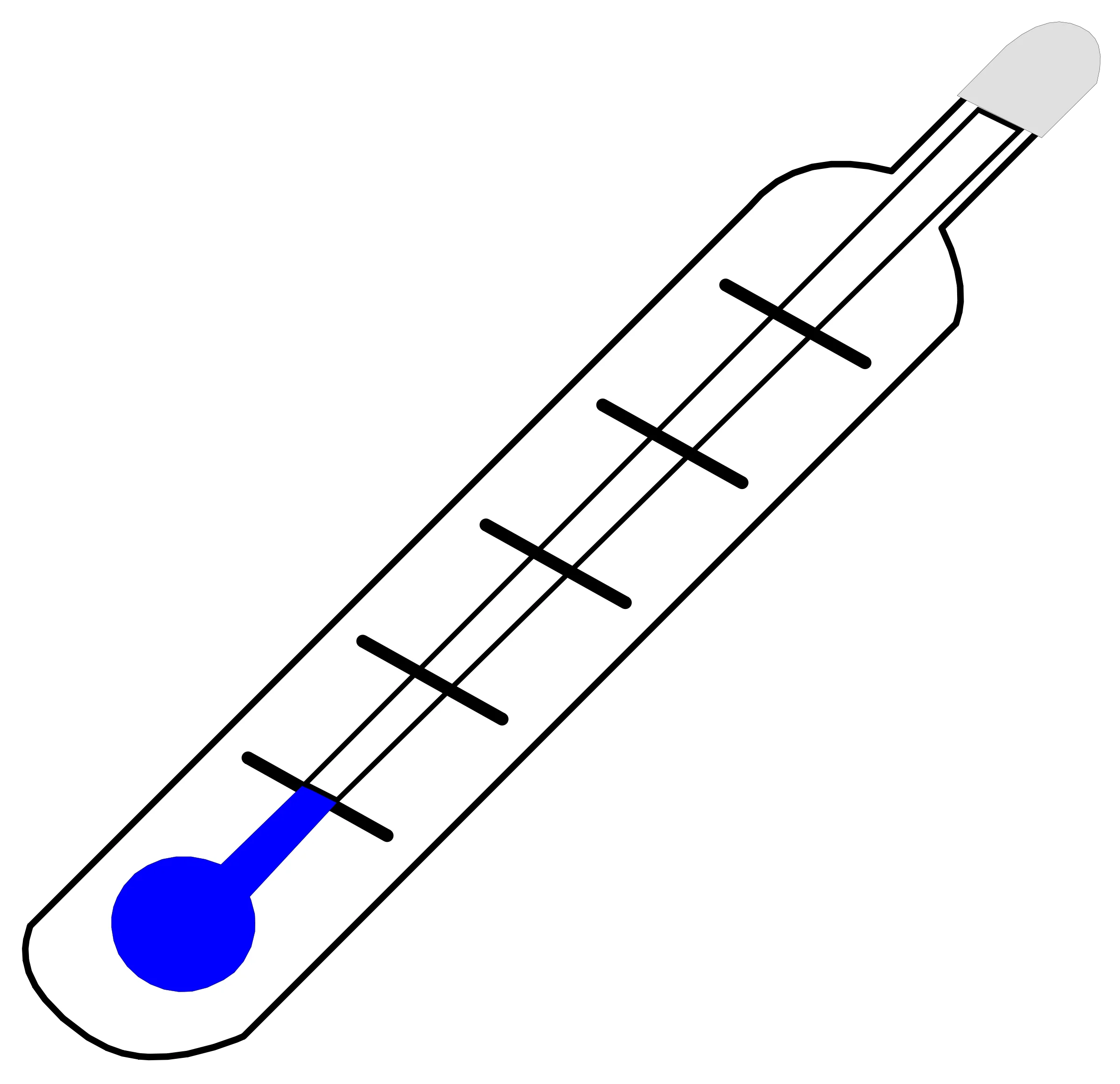 Classic Blue Medical Thermometer Clipart with Linear Scale Design