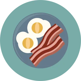 Classic Breakfast Clipart Featuring Eggs and Crispy Bacon Slices on a Plate