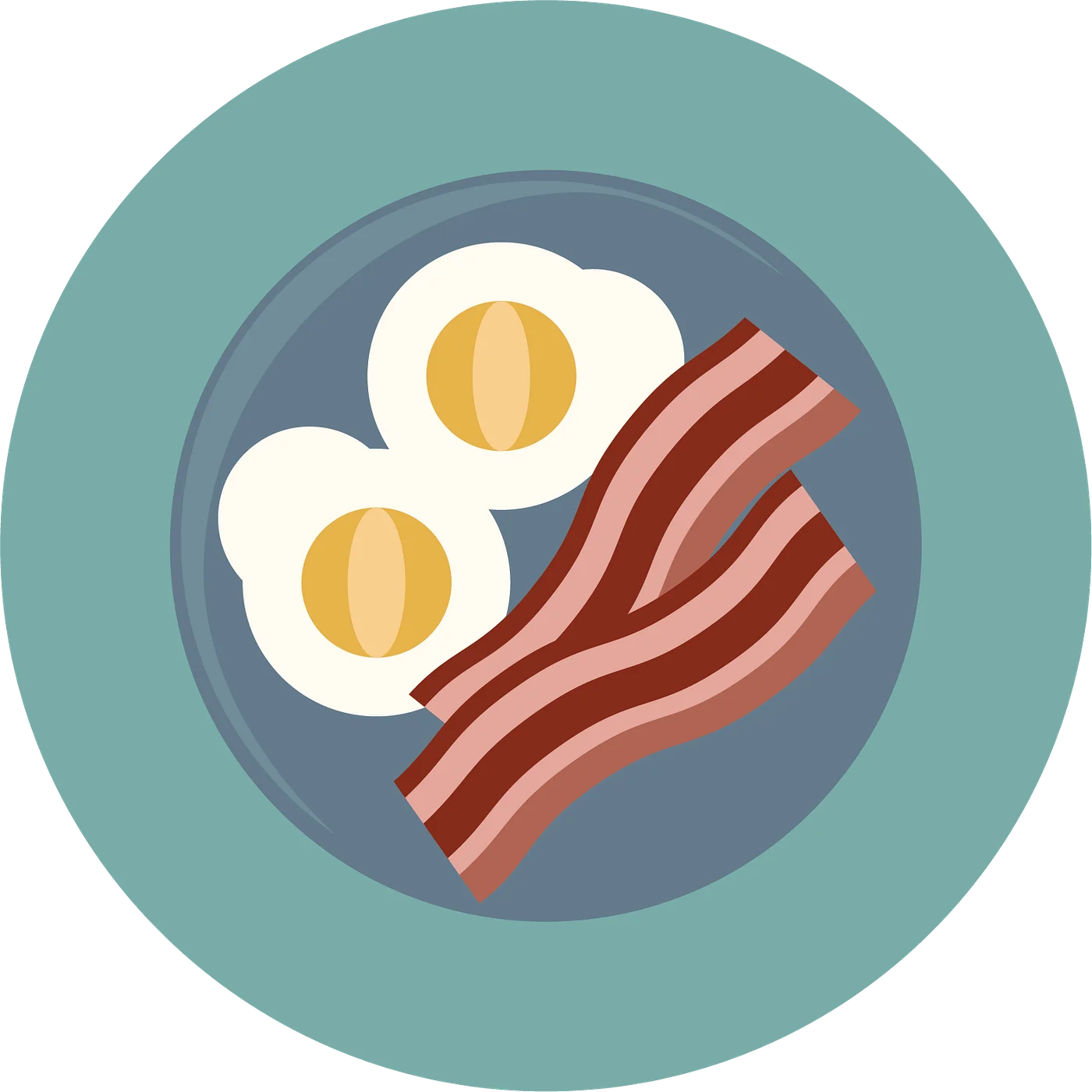 Classic Breakfast Clipart Featuring Eggs and Crispy Bacon Slices on a Plate