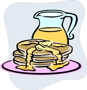 Classic Breakfast Clipart: Fluffy Pancakes with Golden Syrup Pitcher