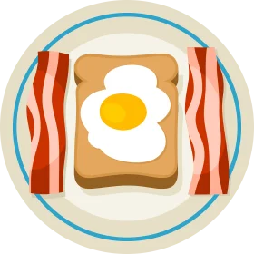 Classic Breakfast Delight Clipart: Sunny-Side Up Egg with Crispy Bacon Slice