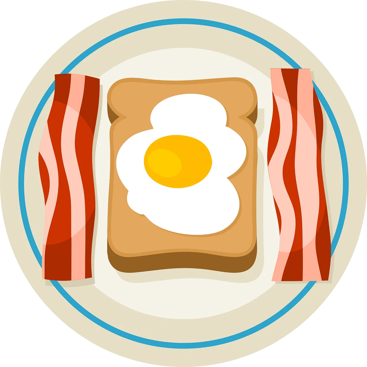 Classic Breakfast Delight Clipart: Sunny-Side Up Egg with Crispy Bacon Slice