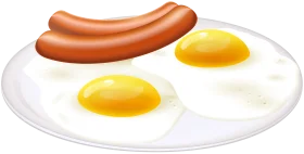 Classic Breakfast Delight: Sunny-Side Up Eggs and Sausage Clipart Illustration