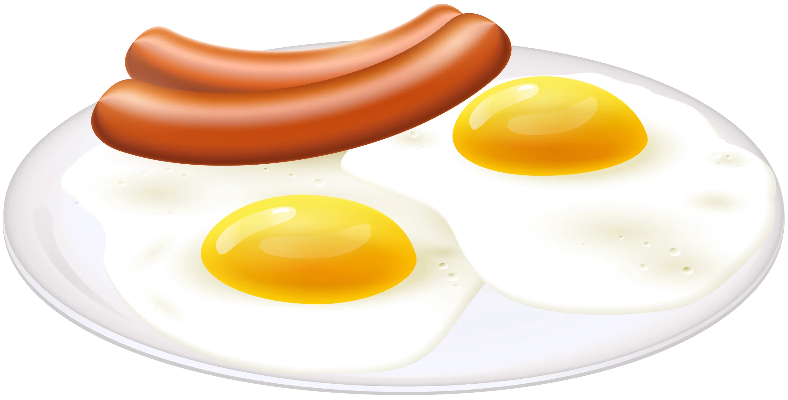 Classic Breakfast Delight: Sunny-Side Up Eggs and Sausage Clipart Illustration
