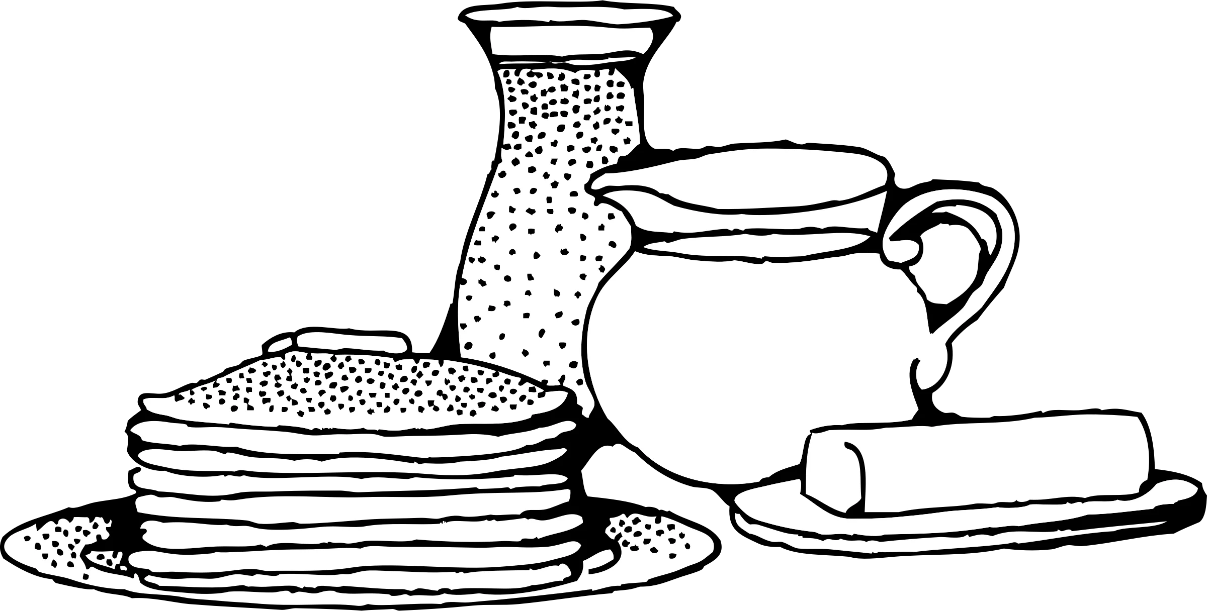 Classic Breakfast Essentials Vintage Monochrome Clipart Illustration