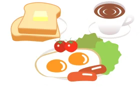 Classic Breakfast Morning Delight Clipart: Sunny Side Up Eggs and Toast