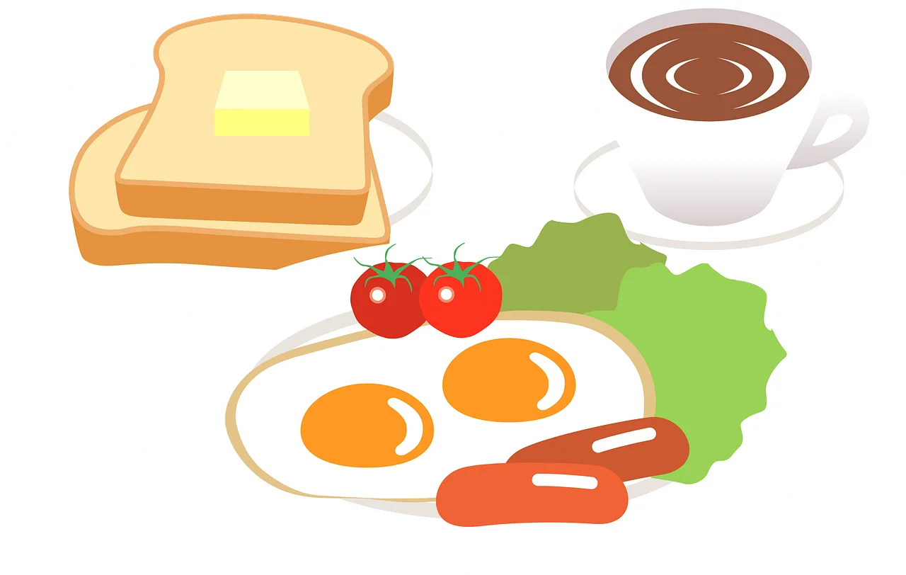 Classic Breakfast Morning Delight Clipart: Sunny Side Up Eggs and Toast