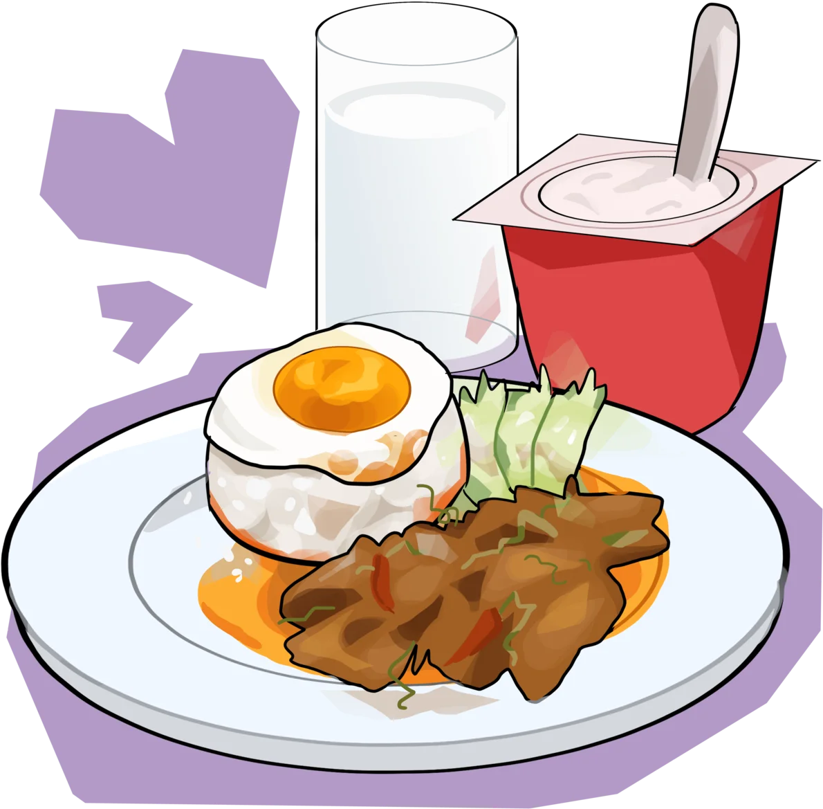 Delightful Morning Breakfast Spread Clipart with Sunny-Side-Up Egg and Sides