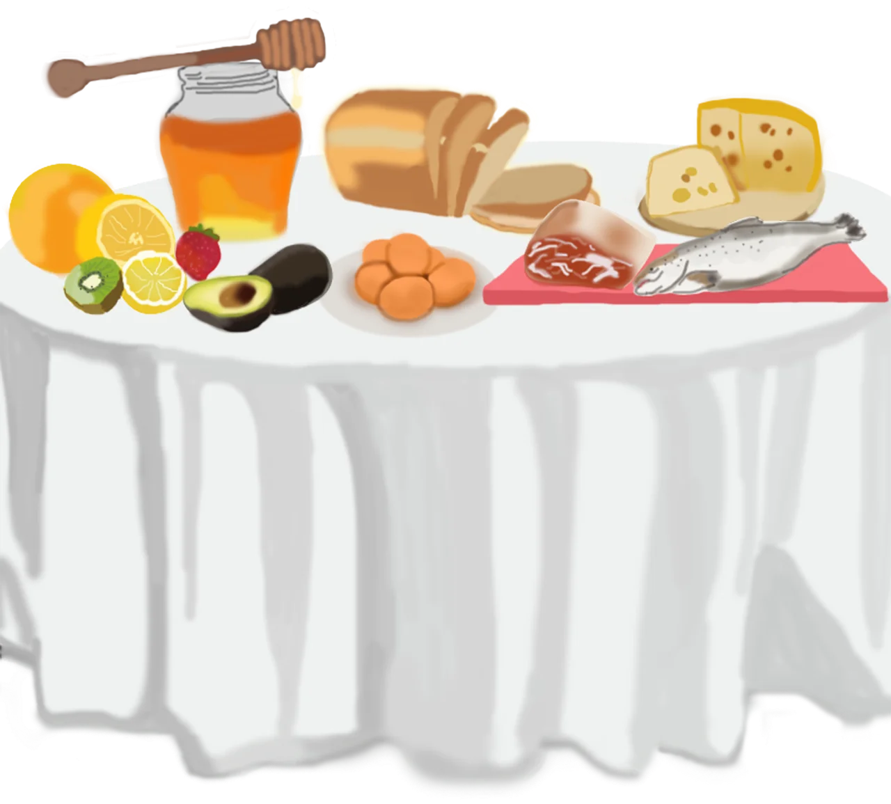 Delightful Morning Feast Clipart: A Colorful Spread of Breakfast Delicacies
