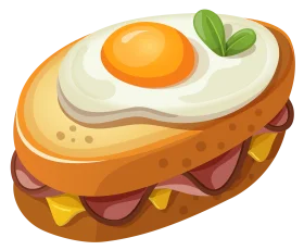 Delightful Sunny-Side Up Egg Sandwich Clipart with Gourmet Ingredients