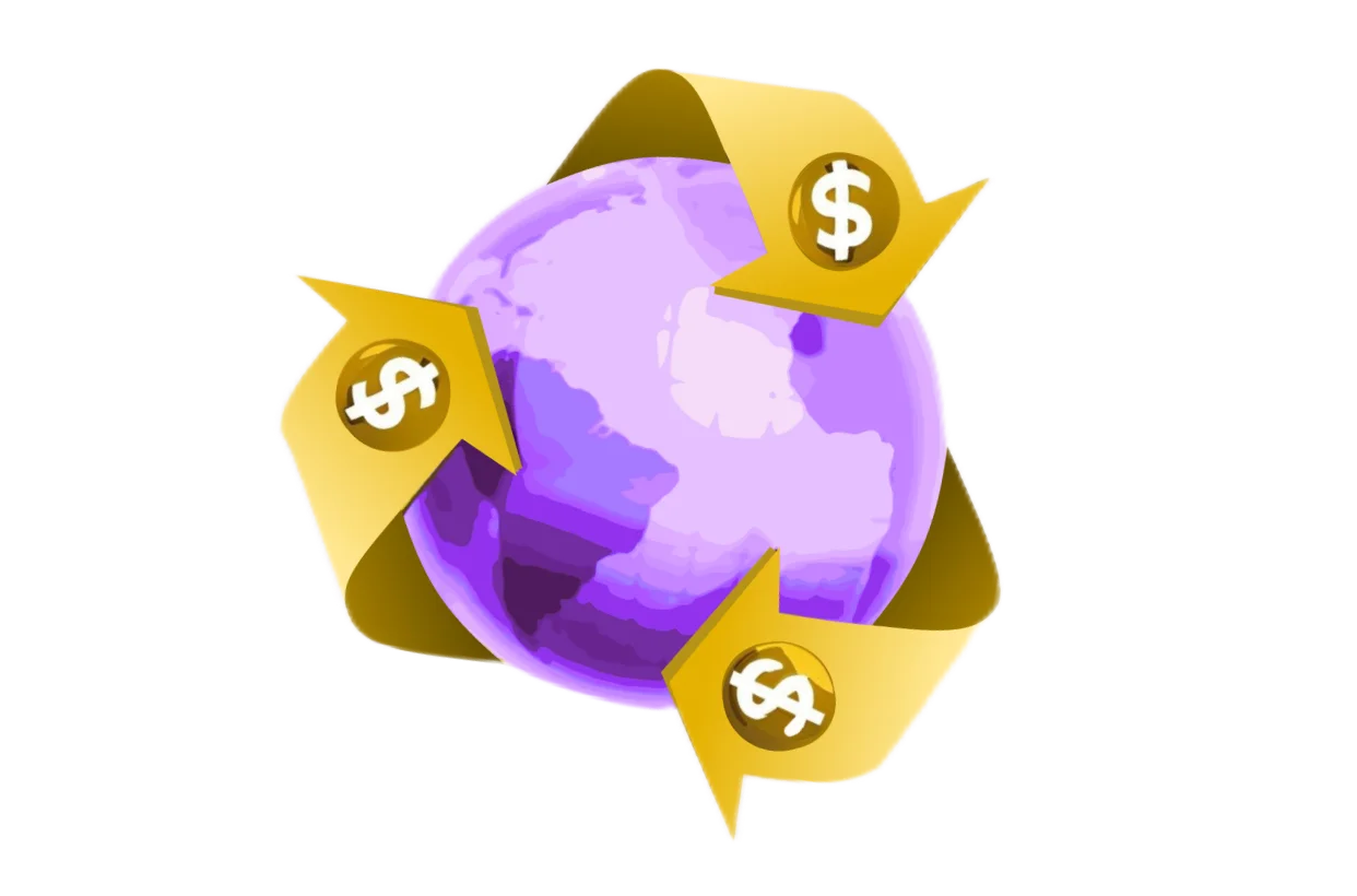 Global Financial Circulation: Money Flow Interconnected World Clipart Design