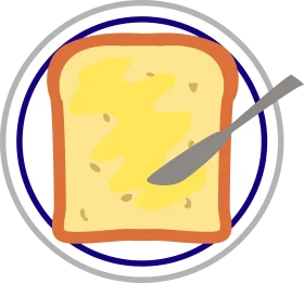 Golden Buttered Toast Slice with Spreading Knife Breakfast Clipart Illustration