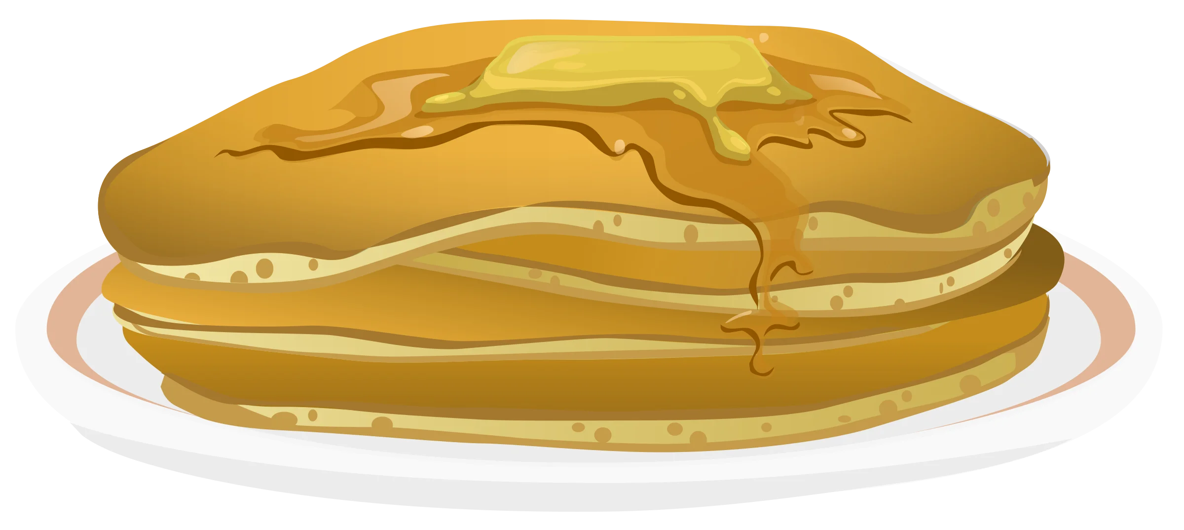 Golden Buttermilk Pancake Stack with Dripping Maple Syrup Breakfast Clipart Illustration