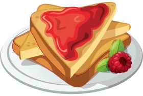 Golden Toast Slice with Strawberry Jam Clipart - Delightful Breakfast Illustration