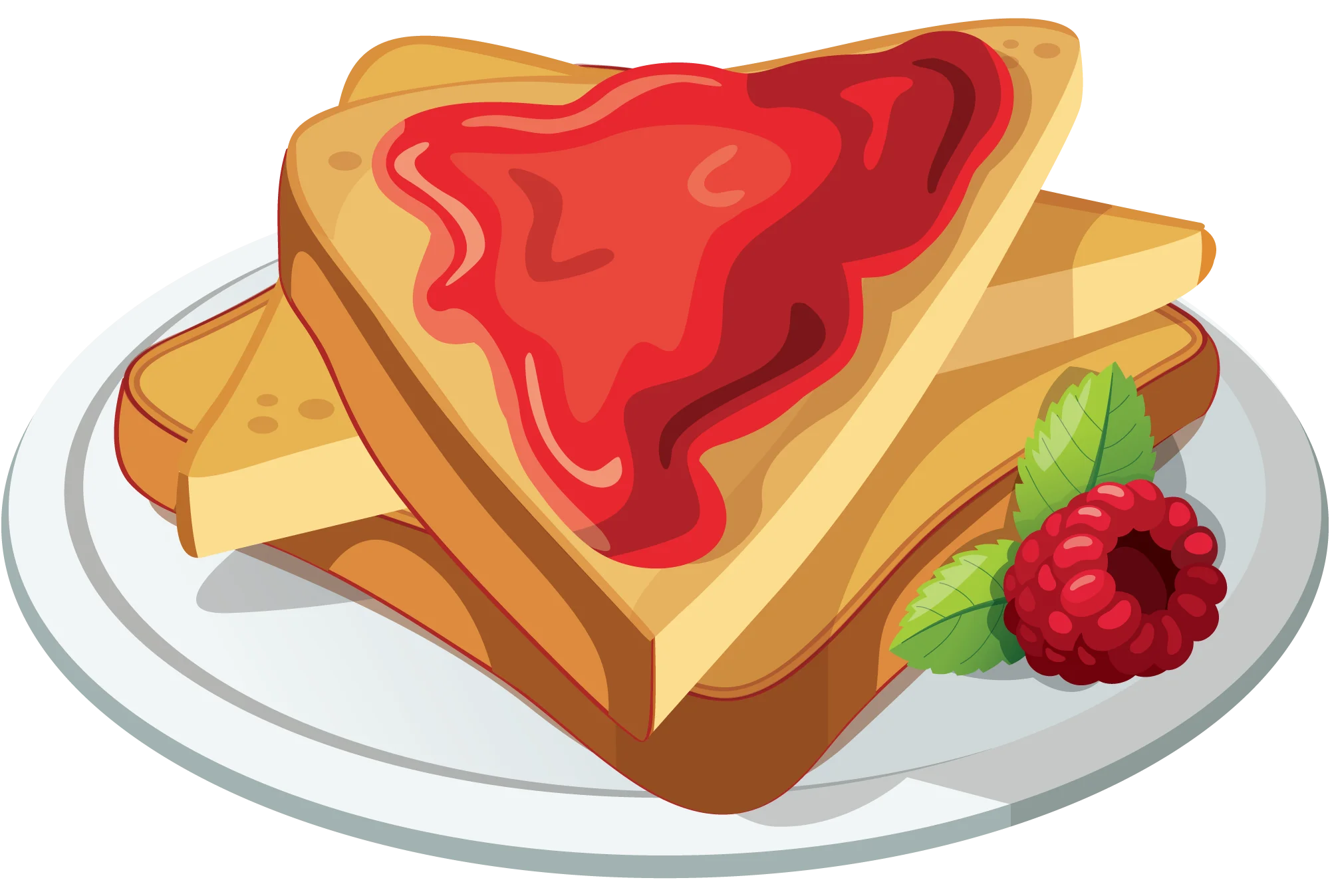Golden Toast Slice with Strawberry Jam Clipart - Delightful Breakfast Illustration