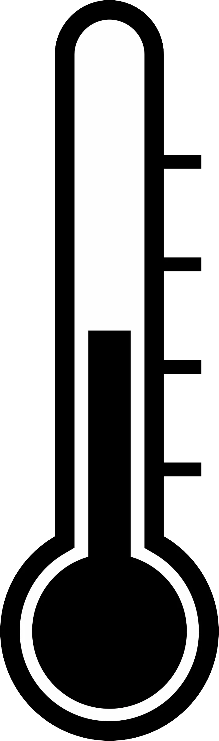 Minimalist Black and White Thermometer Clipart Design for Temperature Display