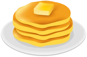 Stacked Golden Pancakes with Melting Butter Clipart Illustration