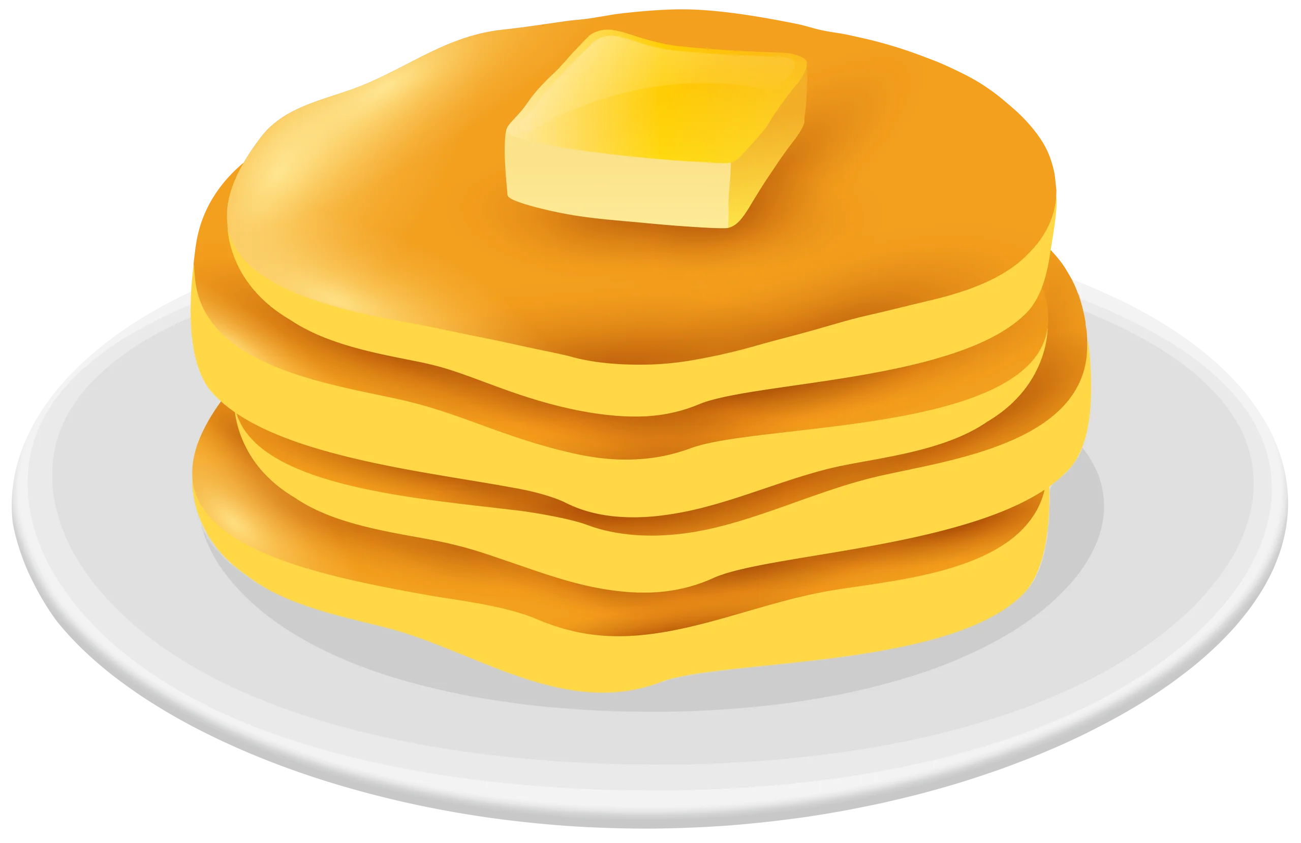 Stacked Golden Pancakes with Melting Butter Clipart Illustration