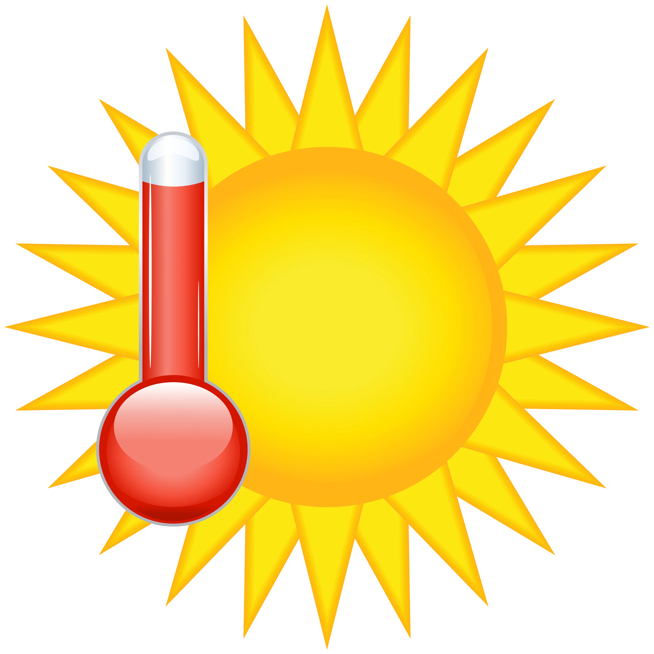 Sunny Thermometer Clipart Illustration Depicting High Temperature and Radiant Sun